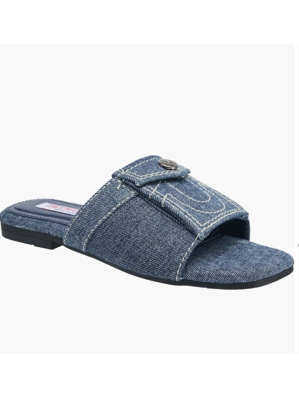 True Religion Womens Denim Jean Pocket Sandals Size 10 NWOT